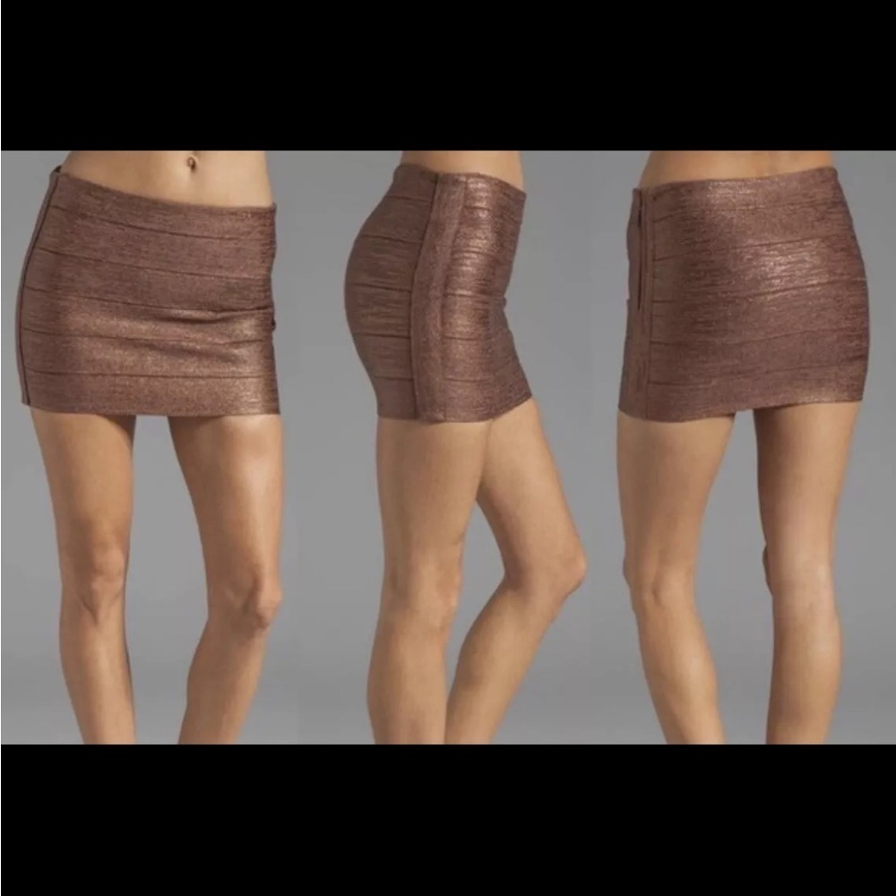 NWT Haute Hippie Bondage Mini Skirt Bronze large $295 new formal sorority large